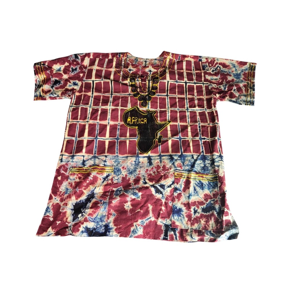 African Tie Dye Dashiki Unisex Sz XL Embroidered Continent Motherland Casualwear